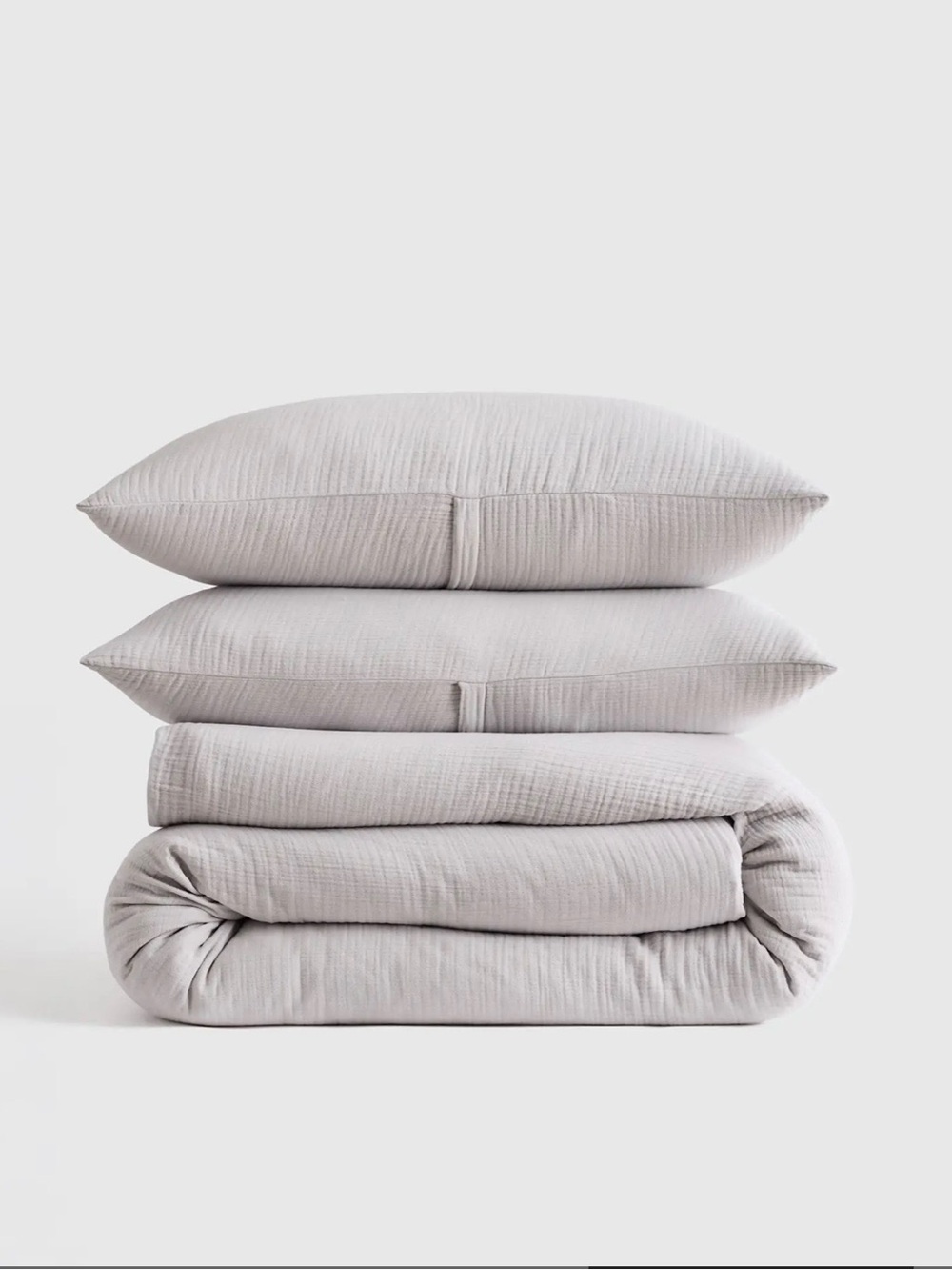 Quince Organic Cotton Gauze Duvet Cover Set King/Cali King Color: Light Gray